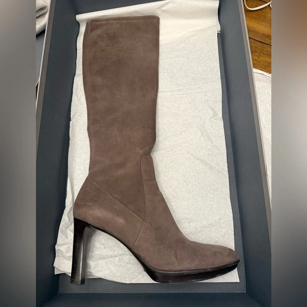 Aquatalia Rhumba Weatherproof Suede Knee-High Boots in Anthracite size 10